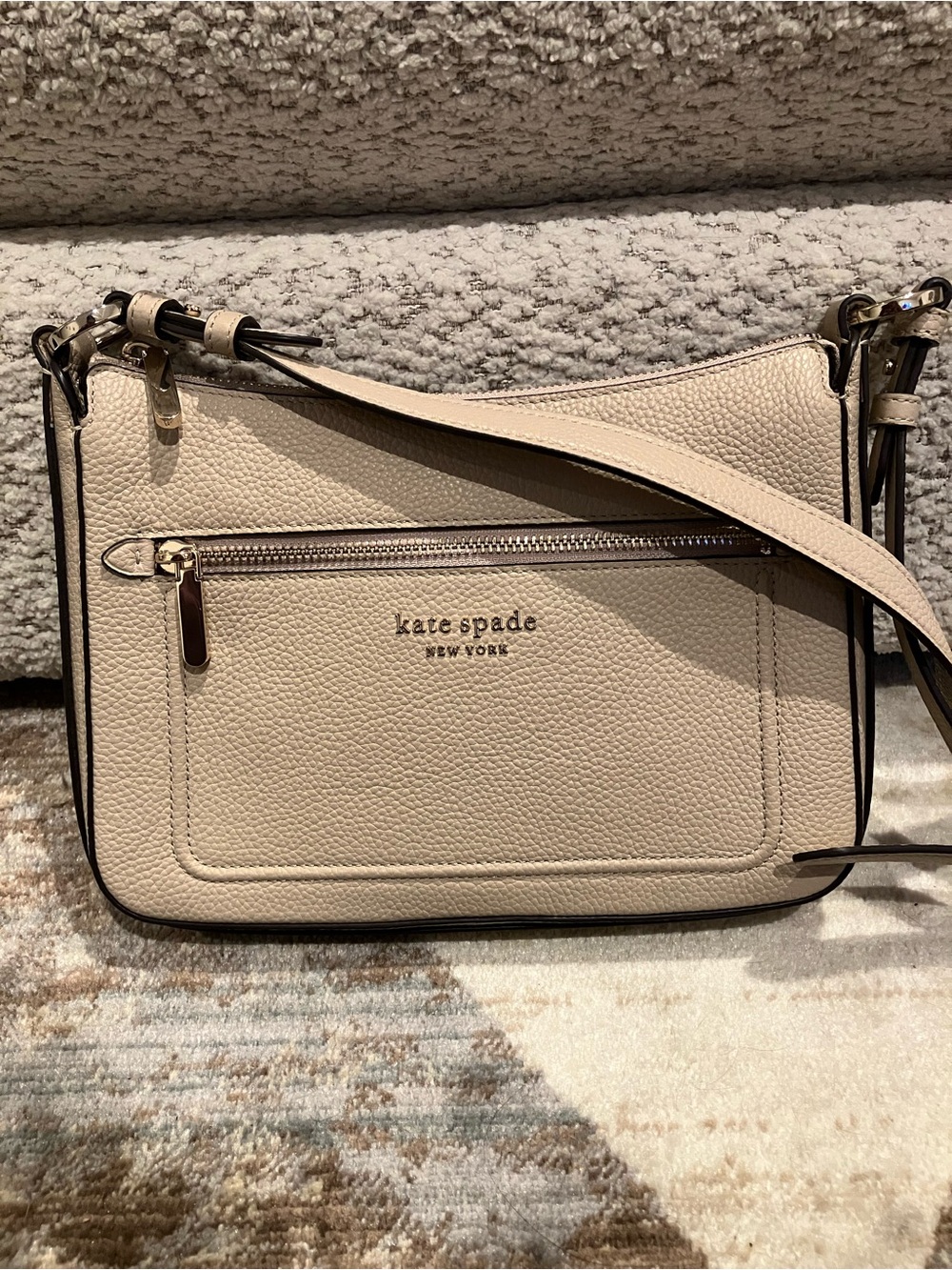kate spade Pebbled Leather Crossbody Bag in Light Beige